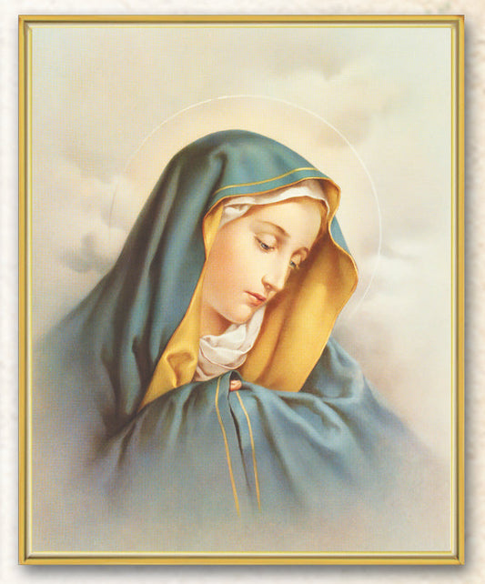 Our Lady of Sorrows Picture Framed Plaque Wall Art Decor Medium, Bright Gold Finished Trimmed Plaque