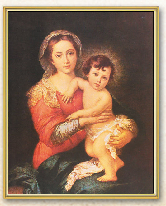 Madonna and Child Picture Framed Plaque Wall Art Decor, Medium, Bright Gold Finished Trimmed Plaque
