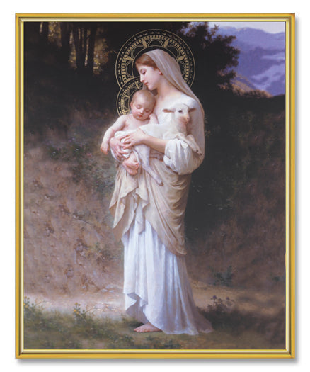 Divine Innocence Picture Framed Plaque Wall Art Decor Medium, Bright Gold Finished Trimmed Plaque