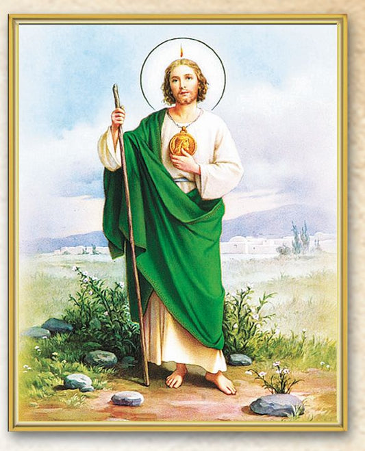 St. Jude Picture Framed Plaque Wall Art Decor Medium Gold Trim