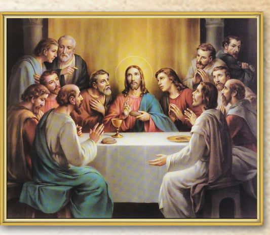 Last Supper Picture Framed Plaque Wall Art Decor, Medium, Bright Gold Finished Trimmed Plaque