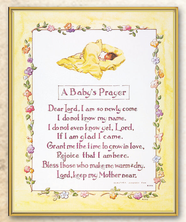 Baby Prayer Picture Framed Plaque Wall Art Decor Medium, Bright Gold Finished Trimmed Plaque