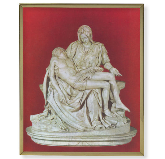 The Pieta  Picture Framed Plaque Wall Art Decor Medium, Bright Gold Finished Trimmed Plaque