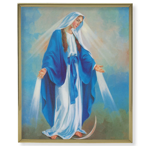 Our Lady of Grace Picture Framed Plaque Wall Art Decor, Medium, Bright Gold Finished Trimmed Plaque