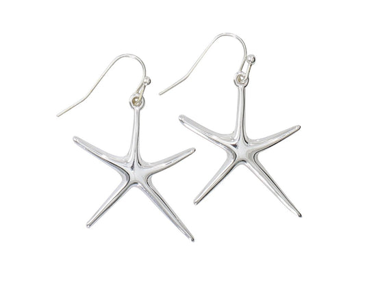 Periwinkle Fabulous Gleaming Silver Starfish Earrings