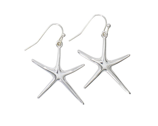 Periwinkle Fabulous Gleaming Silver Starfish Earrings Set
