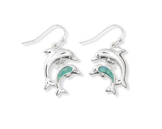 Periwinkle Mama & Baby Resin Dolphins Earrings for Women