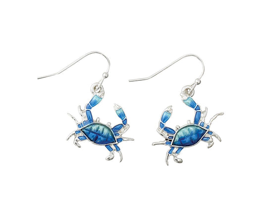Periwinkle Blue Enamel Crabs Earrings for Beach Lovers