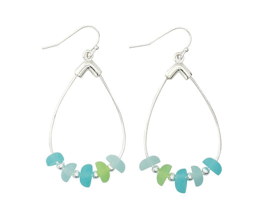 Periwinkle Sea Glass Mint Blue And Green Beads Earrings