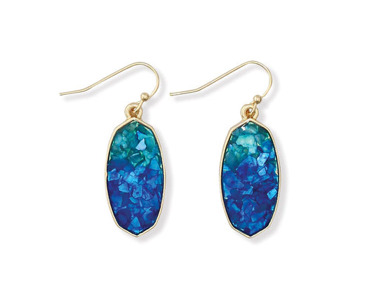 Periwinkle Blue-Green Glitter Drops Earrings