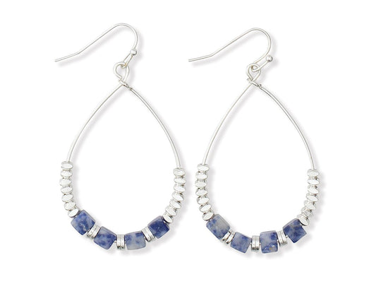 Periwinkle Blue Sodalite Beads With Silver Accents Earrings