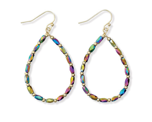 Periwinkle Iridescent Beaded Teardrops Earrings