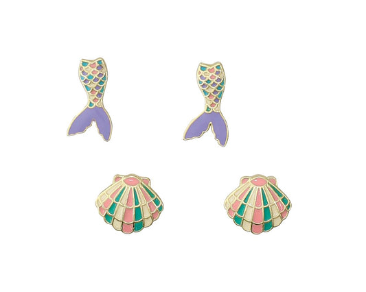 Periwinkle Colorful Nautical Enamel Earrings