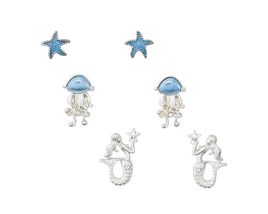 Periwinkle Silver & Soft Blue Enamel Earrings