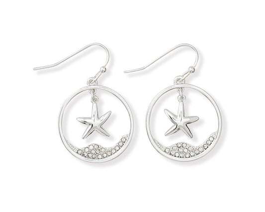 Periwinkle Starfish Dangles With Crystals Earrings