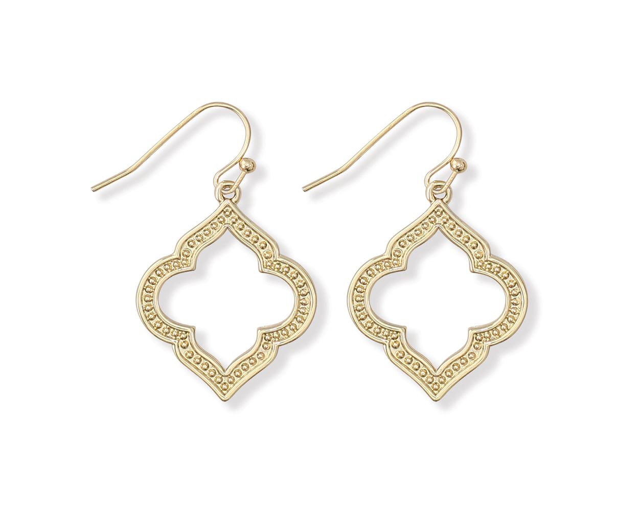 Periwinkle Ornate Open Gold Drops Earrings for Elegant Style