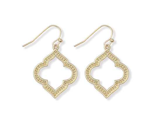 Periwinkle Ornate Open Gold Drops Earrings for Elegant Style
