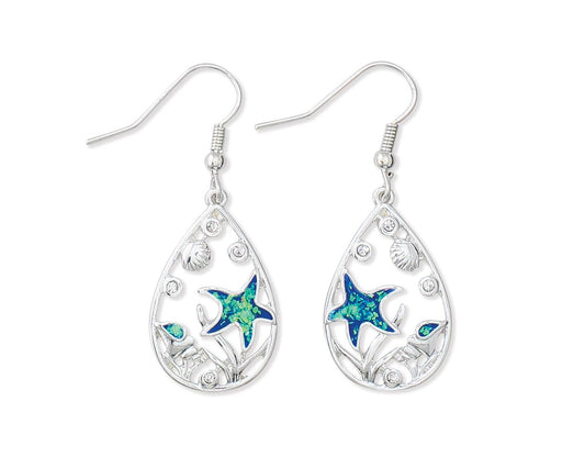 Periwinkle Blue Glitter Resin With Crystals Earrings