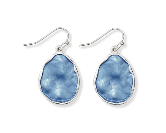 Periwinkle Beautiful Blue Enamel In Silver Earrings