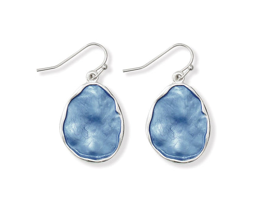 Periwinkle Beautiful Blue Enamel In Silver Earrings Set
