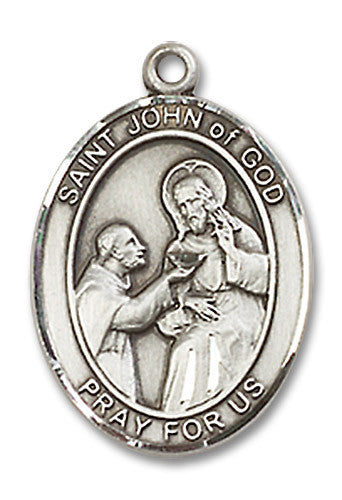 Extel Medium Oval Sterling Silver St. John of God Medal, Made in USA