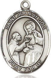 Extel Medium Oval Sterling Silver St. John of God Medal, Made in USA
