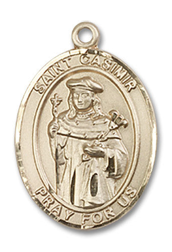 Extel Medium Oval 14kt Gold Filled St. Casimir of Poland Medal, Made in USA