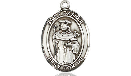 Extel Medium Oval Pewter St. Casimir of Poland Medal, Made in USA