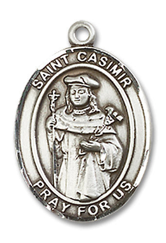 Extel Medium Oval Sterling Silver St. Casimir of Poland Medal, Made in USA