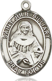 Extel Medium Oval Sterling Silver St. Julie Billiart Medal, Made in USA