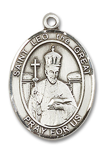Extel Medium Oval Sterling Silver St. Leo the Great Medal, Made in USA