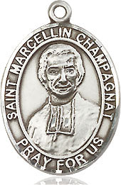 Extel Medium Oval Sterling Silver St. Marcellin Champagnat Medal, Made in USA