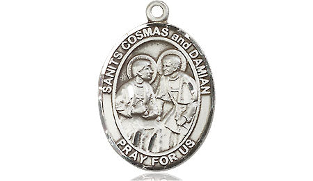 Extel Medium Oval Pewter Sts Cosmas & Damian Medal, Made in USA