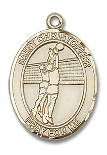 Extel Medium 14kt Gold Filled St. Christopher Volleyball Medal Pendant Necklace Charm