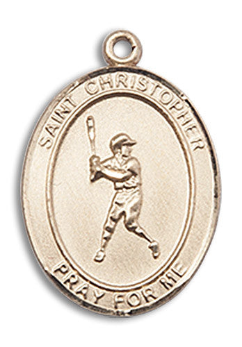 Extel Medium 14kt Gold Filled St. Christopher Baseball Medal Charm