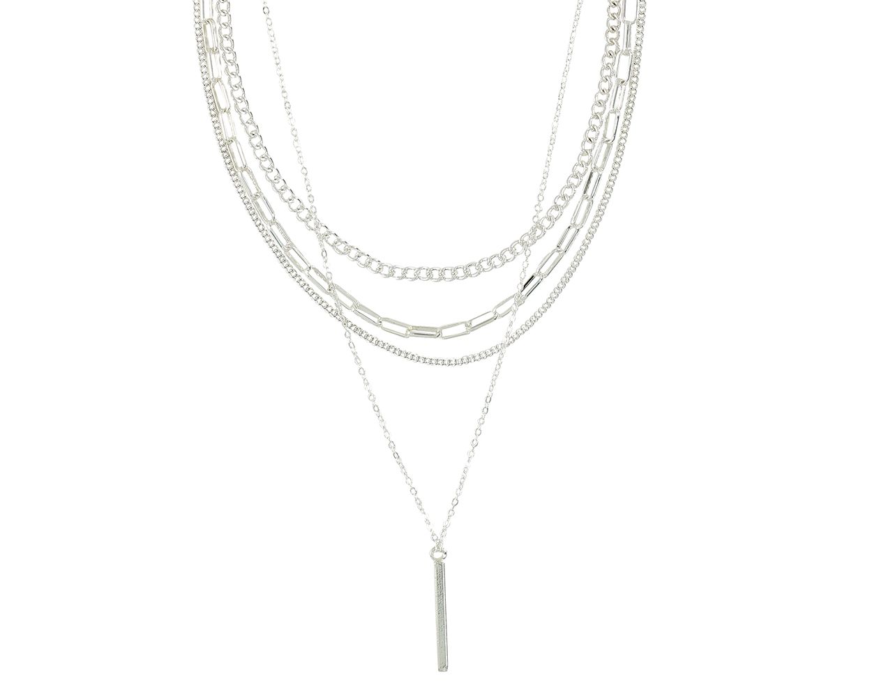 Periwinkle 16' 18' 20' Multilayer Silver Necklace Drop