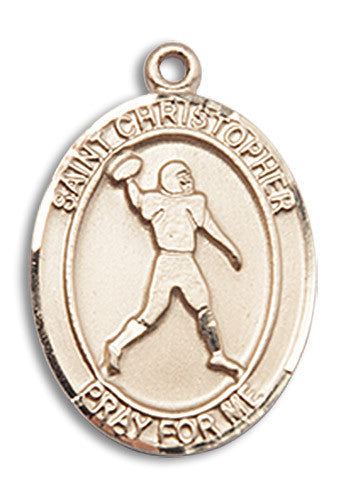 Extel Medium 14kt Gold Filled St. Christopher Football Medal Pendant