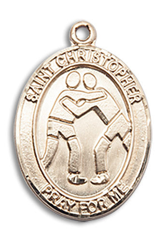 Extel Medium 14kt Gold Filled St. Christopher Wrestling Medal Pendant