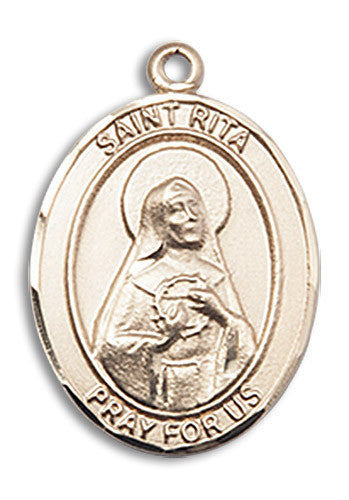 Extel Medium 14kt Gold Filled St. Rita Baseball Medal Necklace