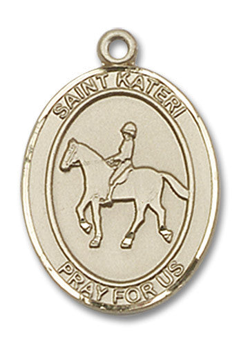 Extel Medium 14kt Gold Filled St. Kateri Equestrian Medal Necklace
