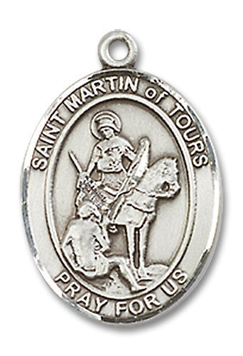 Extel Medium Oval Sterling Silver St. Martin of Tours Medal, Made in USA