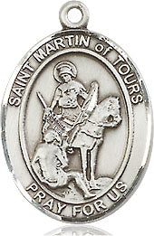 Extel Medium Oval Sterling Silver St. Martin of Tours Medal, Made in USA