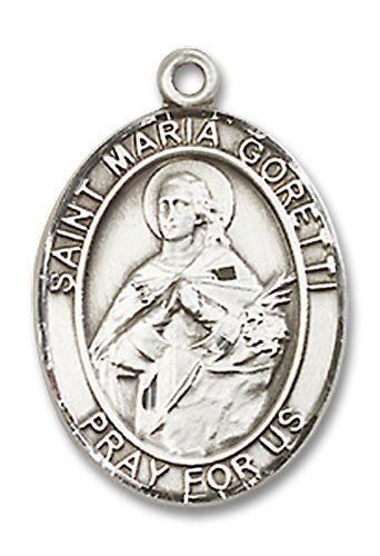 Extel Medium Oval Sterling Silver St. Maria Goretti Medal, Made in USA