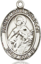 Extel Medium Oval Sterling Silver St. Maria Goretti Medal, Made in USA