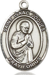 Extel Medium Oval Sterling Silver St. Isaac Jogues Medal, Made in USA