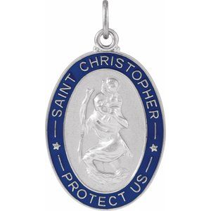 Extel Large Sterling Silver Catholic St. Christopher Pendant