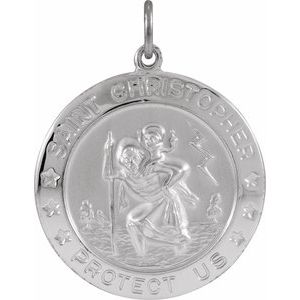 Extel Medium Sterling Silver St. Christopher Medal Pendant Charm