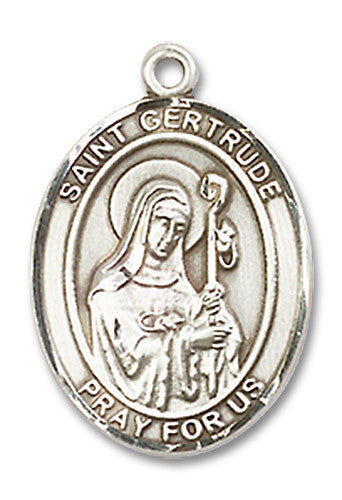 Extel Medium Oval Sterling Silver St. Gertrude of Nivelles Medal, Made in USA