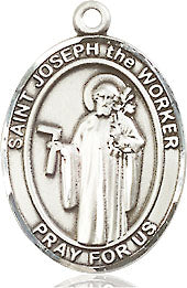Extel Medium Oval Sterling Silver St. Joseph the Worker Medal, Made in USA