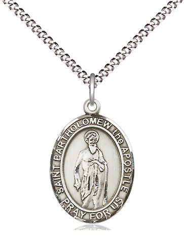Extel Medium Oval Pewter St. Bartholomew the Apostle Pendant with 18" chain, Made in USA